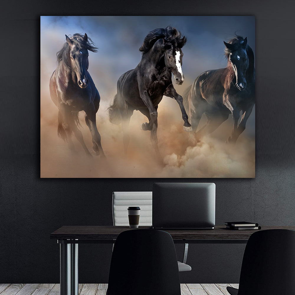 Tablou Canvas - Armăsari Negre