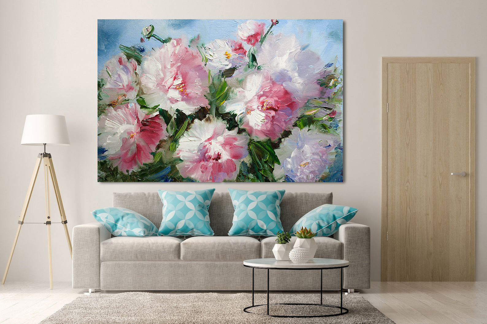 Peinture sur toile - Fleurs roses