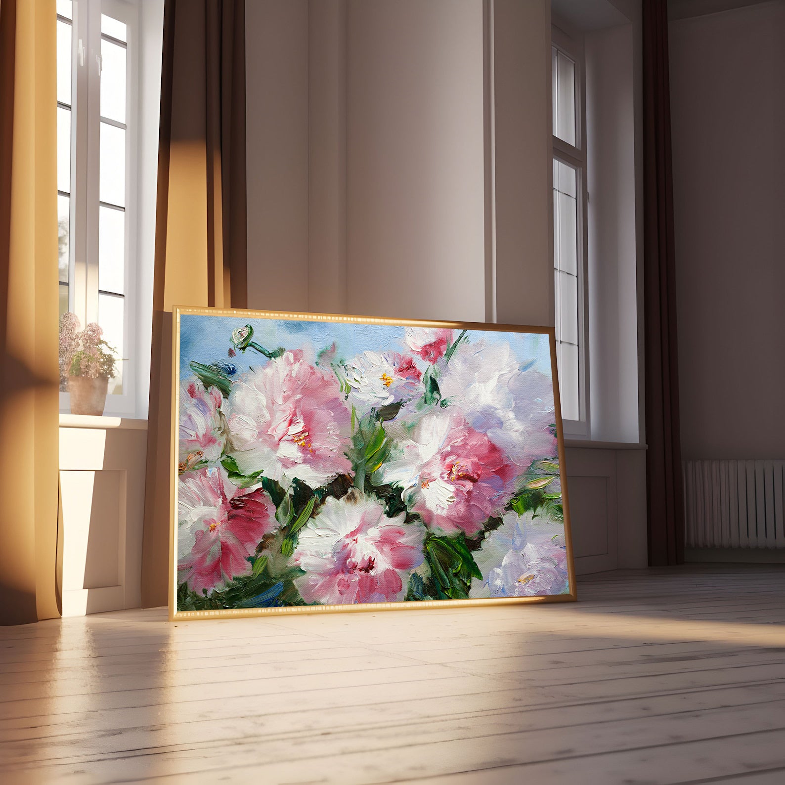 Peinture sur toile - Fleurs roses