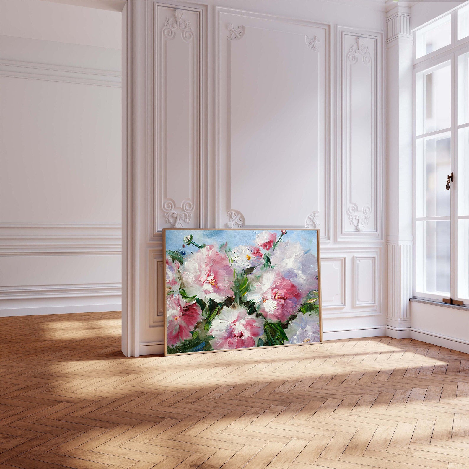Peinture sur toile - Fleurs roses