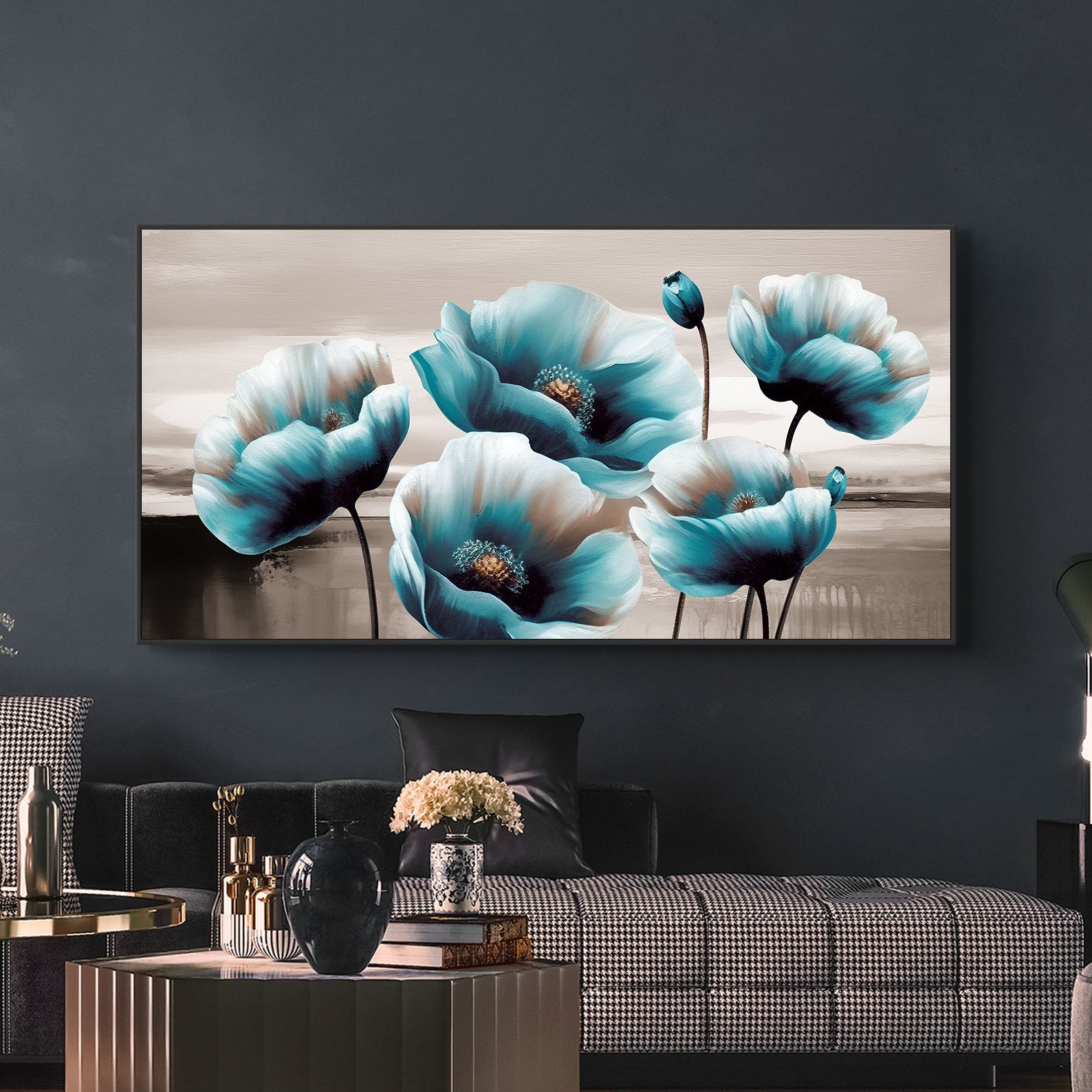 Peinture sur toile - Fleurs bleues