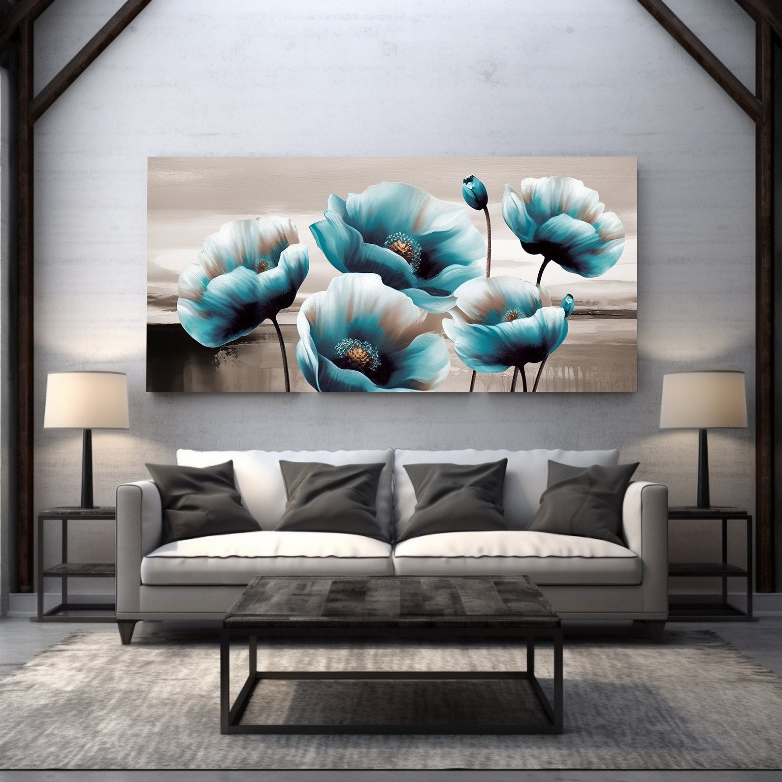 Peinture sur toile - Fleurs bleues