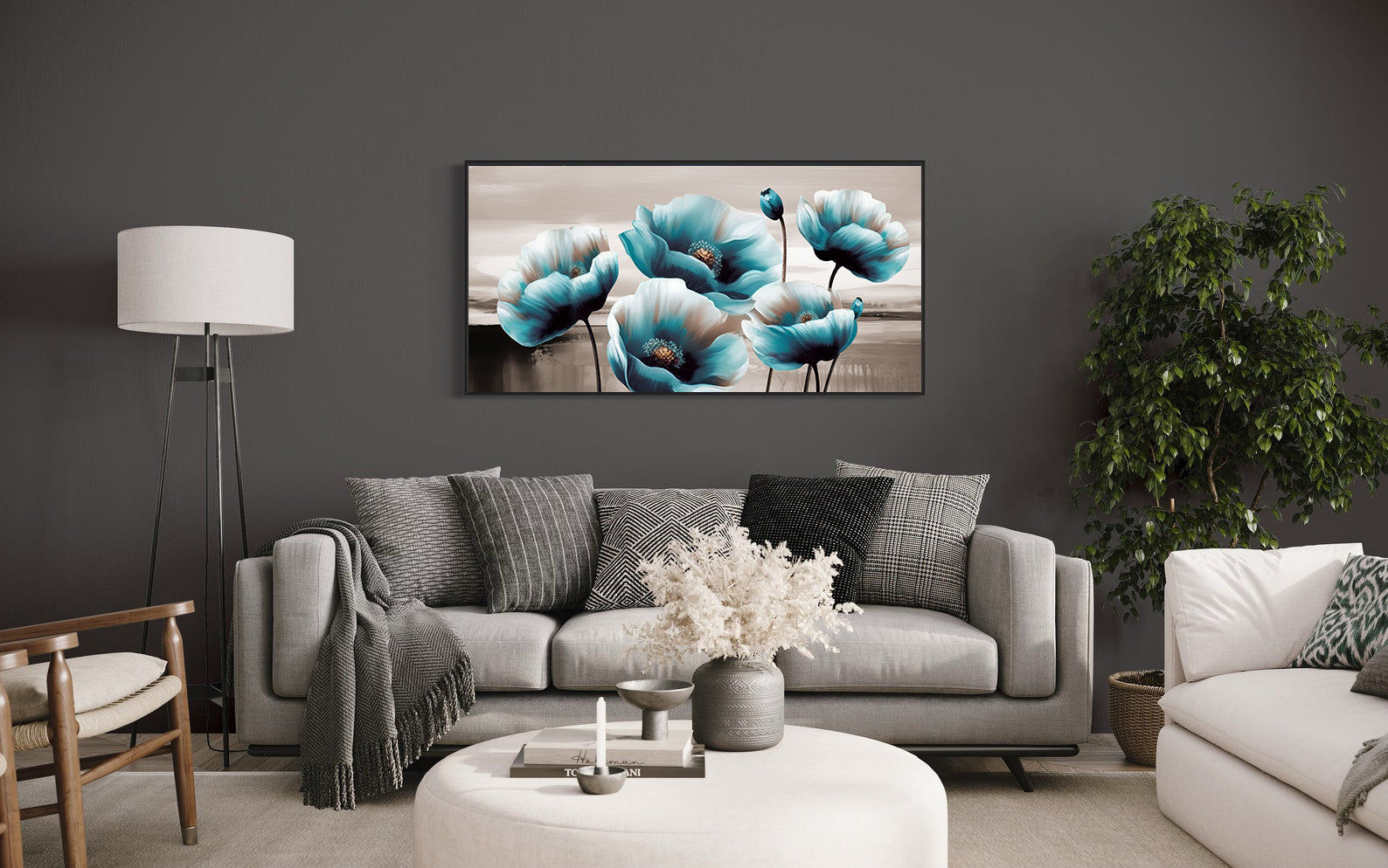 Peinture sur toile - Fleurs bleues