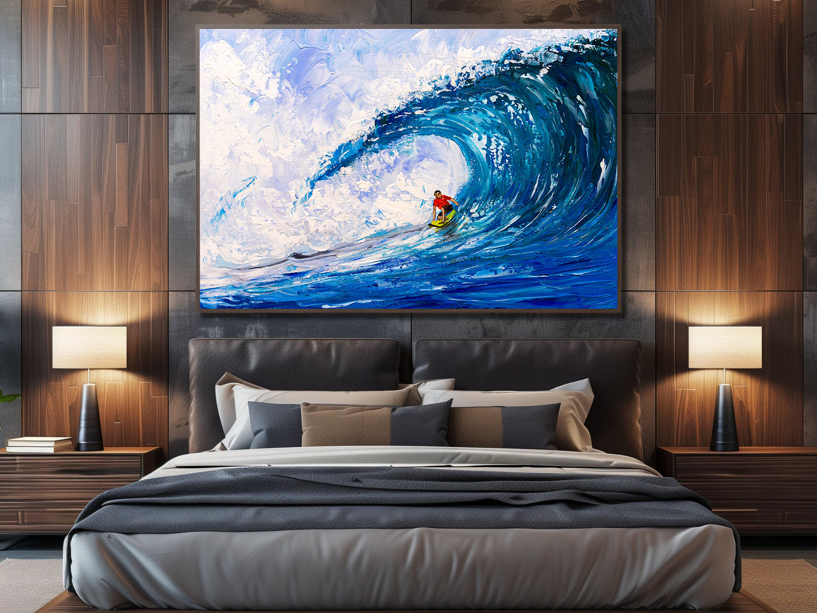 Peinture sur toile - Surf sur grosses vagues