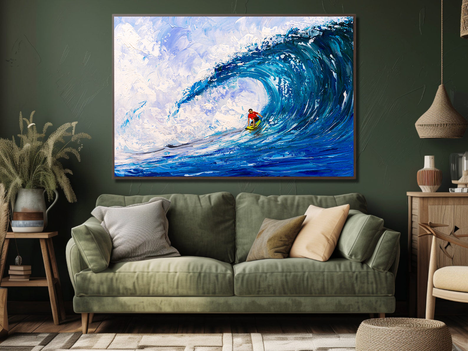 Peinture sur toile - Surf sur grosses vagues