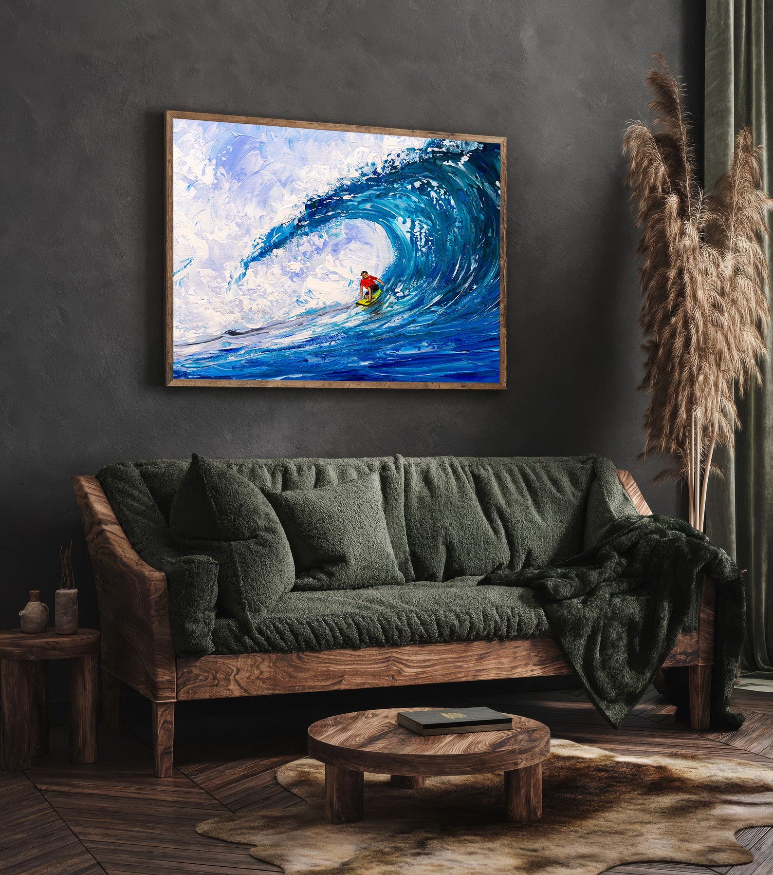 Peinture sur toile - Surf sur grosses vagues