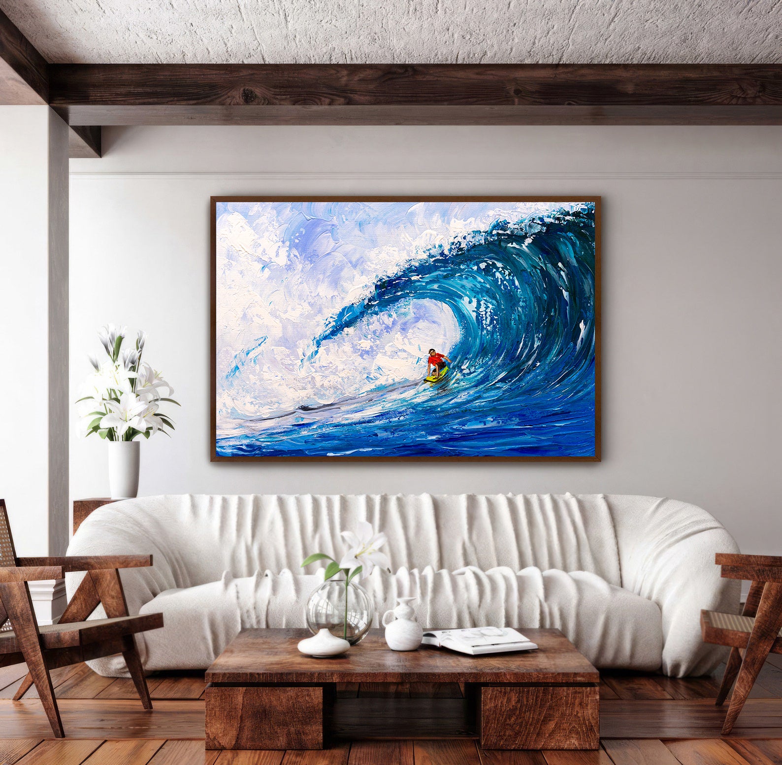 Peinture sur toile - Surf sur grosses vagues