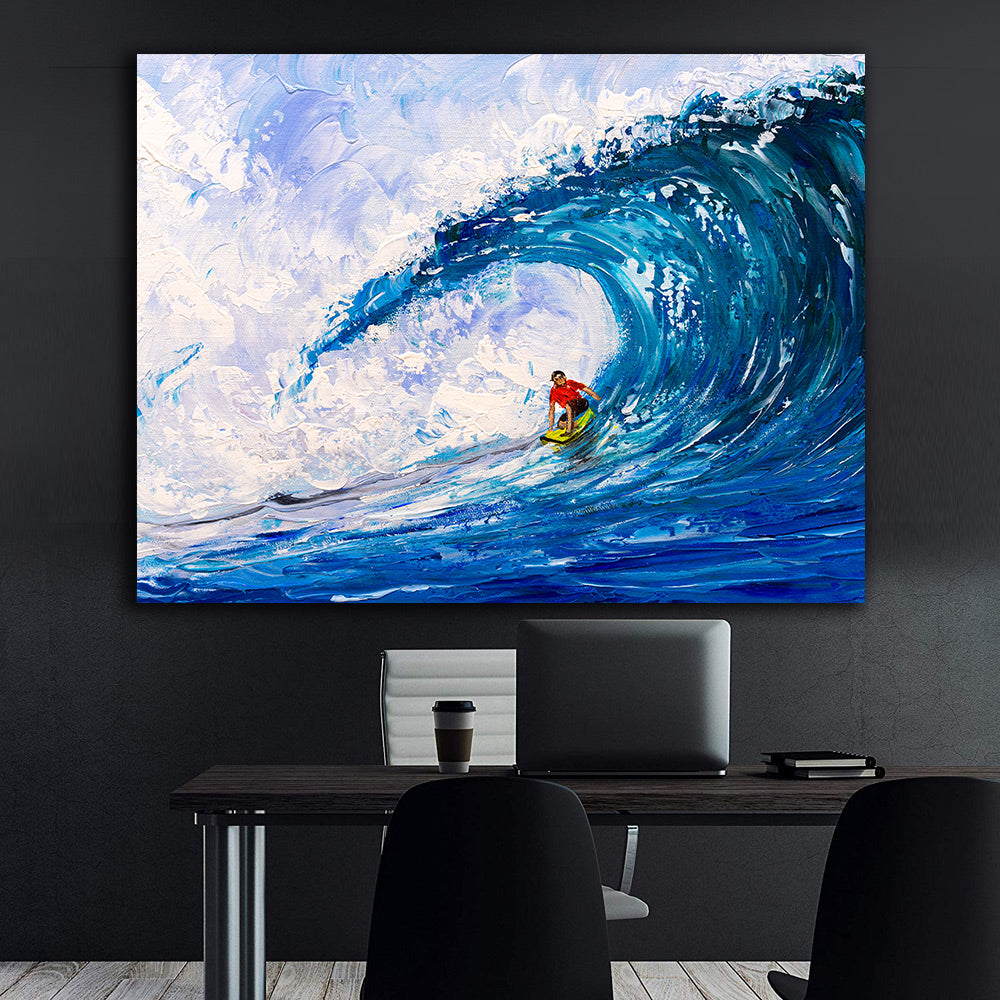Peinture sur toile - Surf sur grosses vagues