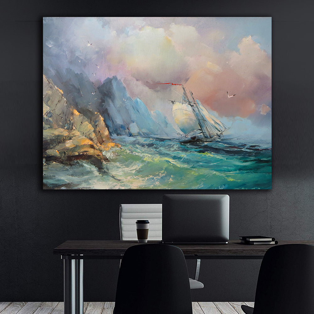 Promotie 60x80 - Tablou Canvas - Barcă cu Pânze pe Mare 10009