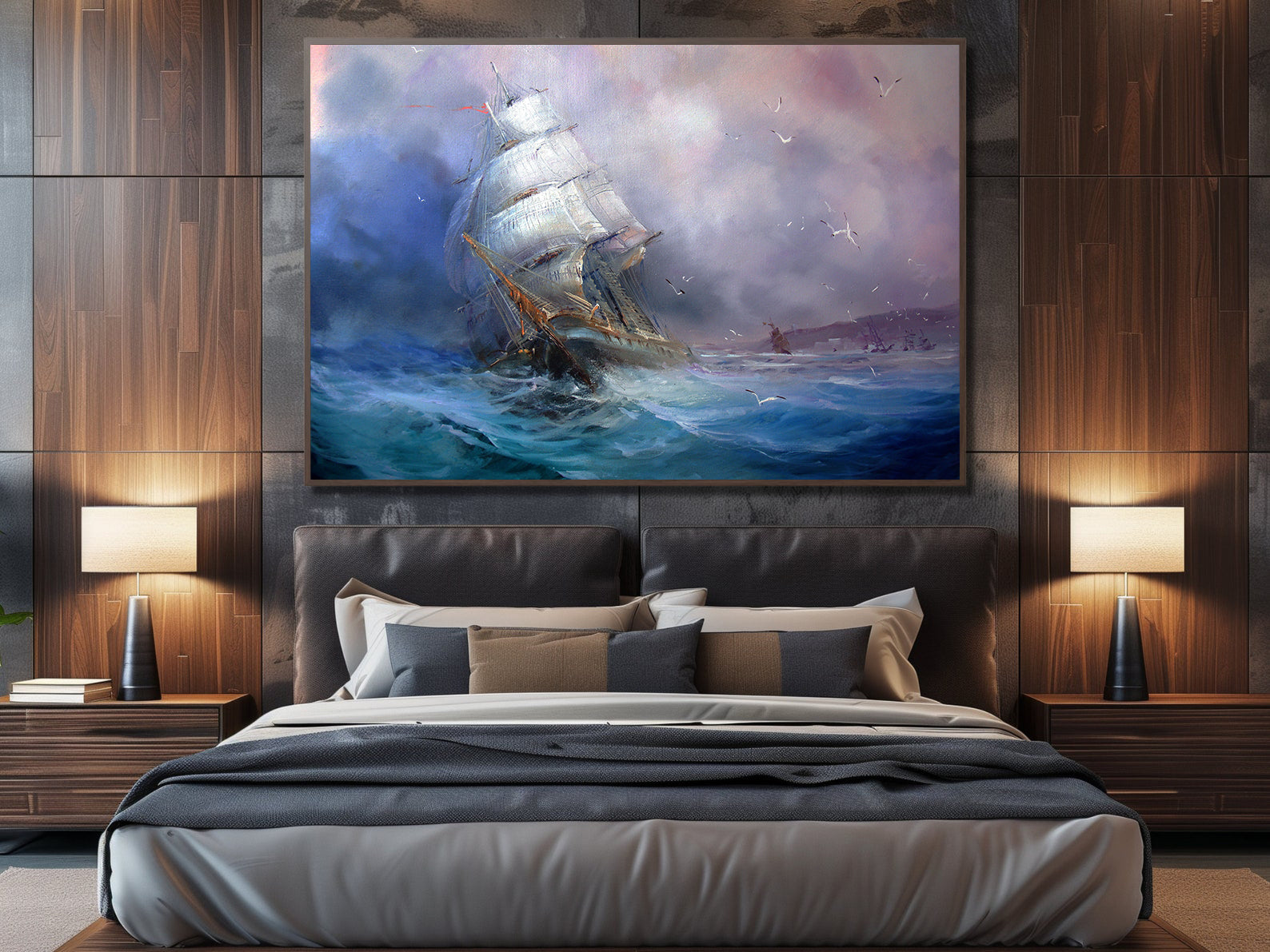 Peinture sur toile - Voilier dans la tempête