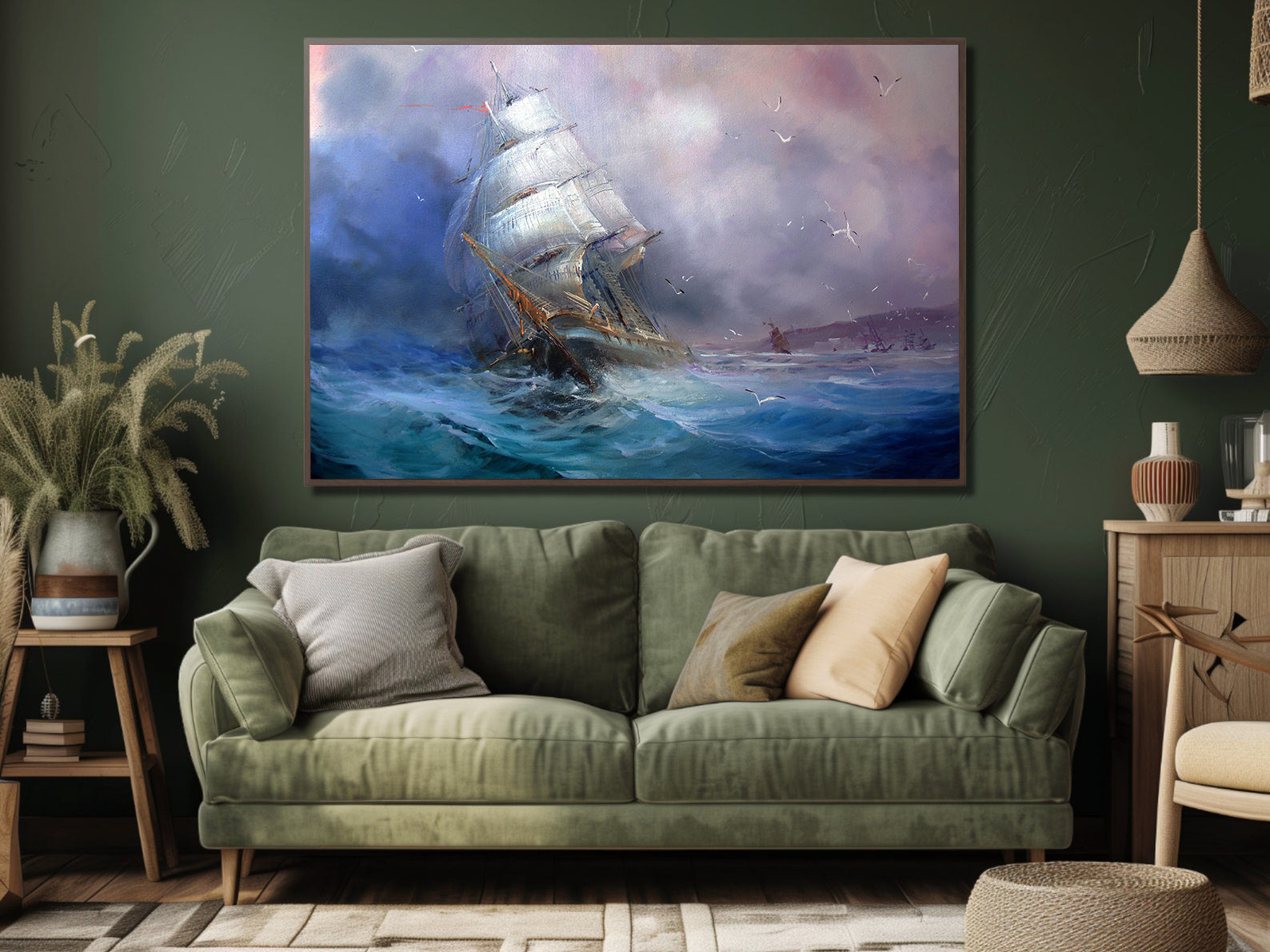 Peinture sur toile - Voilier dans la tempête