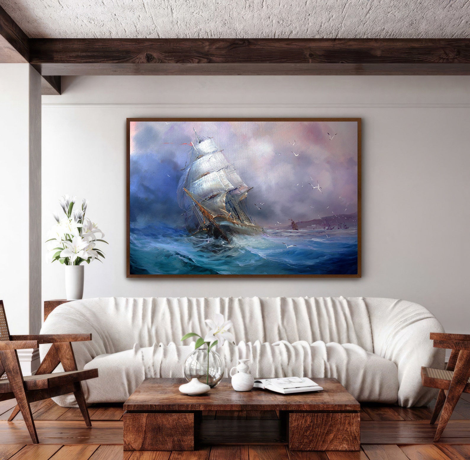 Peinture sur toile - Voilier dans la tempête