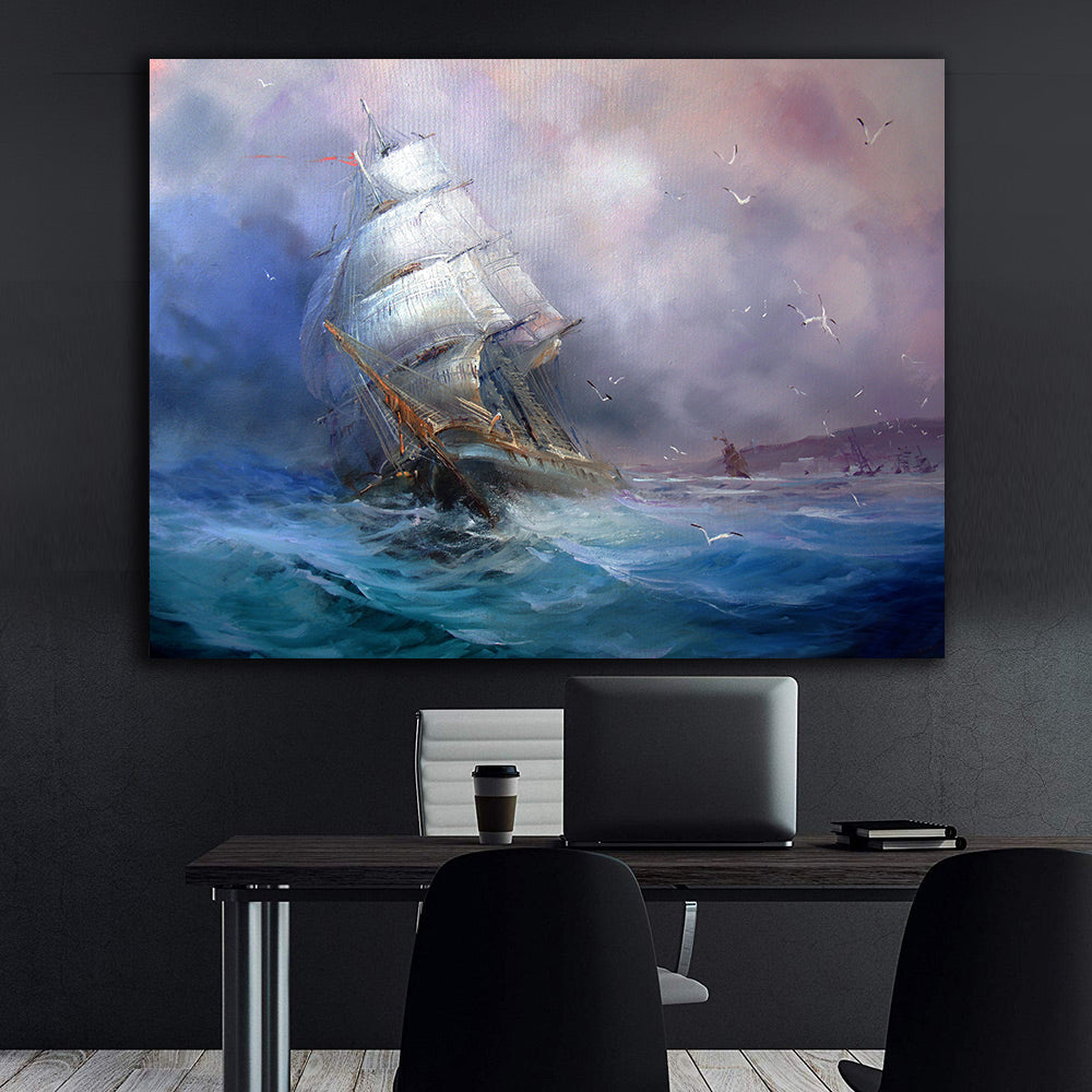 Peinture sur toile - Voilier dans la tempête