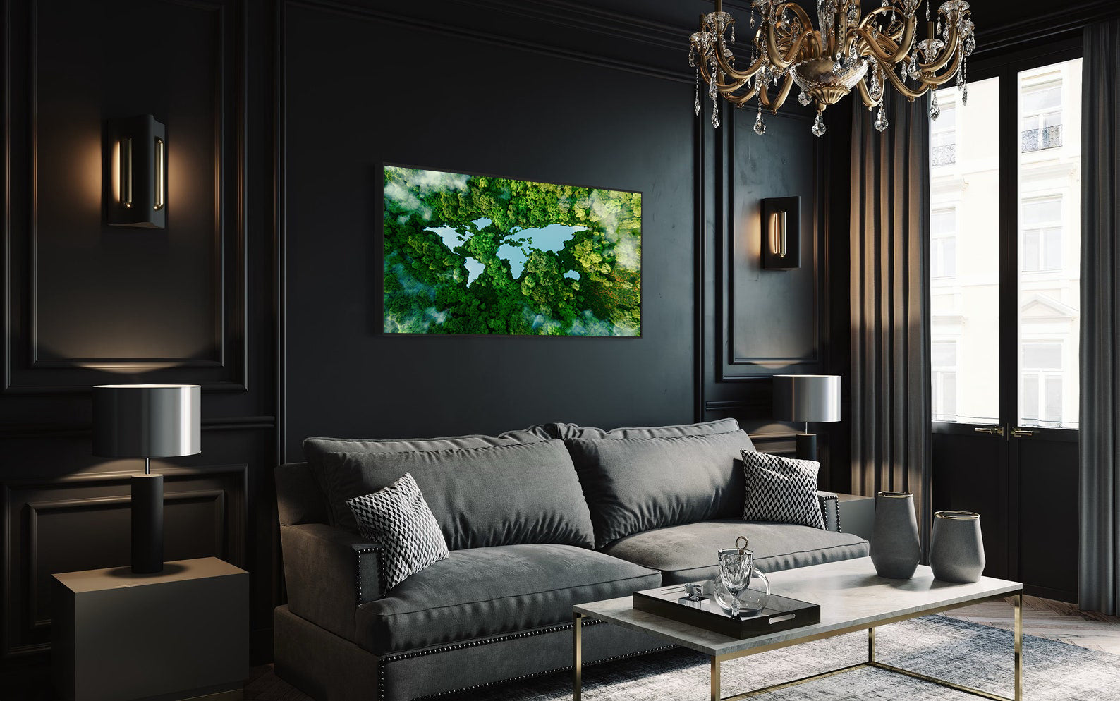 Peinture sur toile - Paysage d'arbres verts