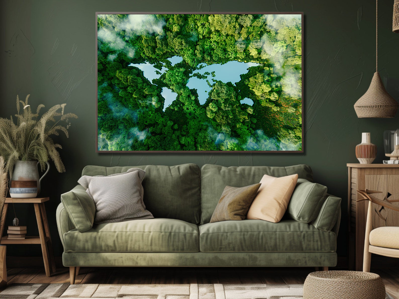 Peinture sur toile - Paysage d'arbres verts