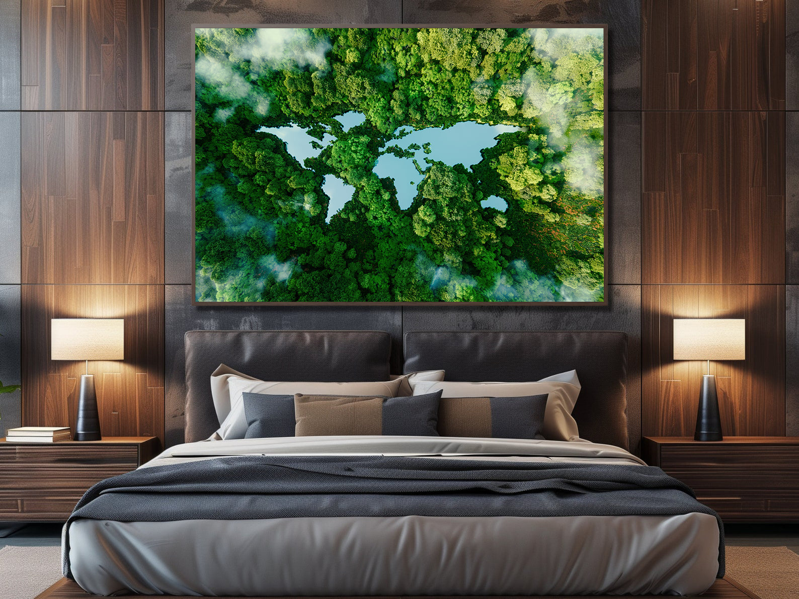 Peinture sur toile - Paysage d'arbres verts