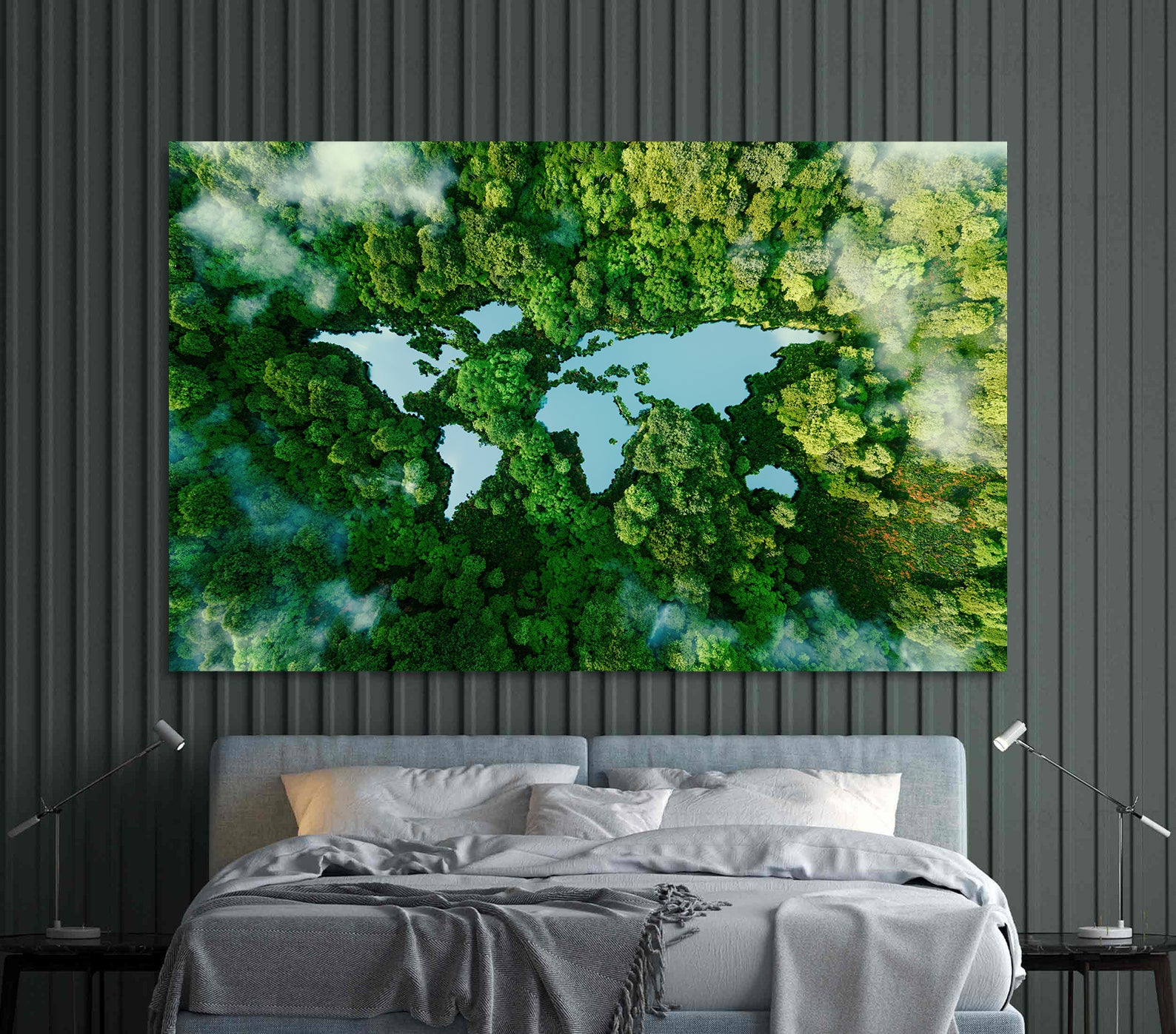 Peinture sur toile - Paysage d'arbres verts