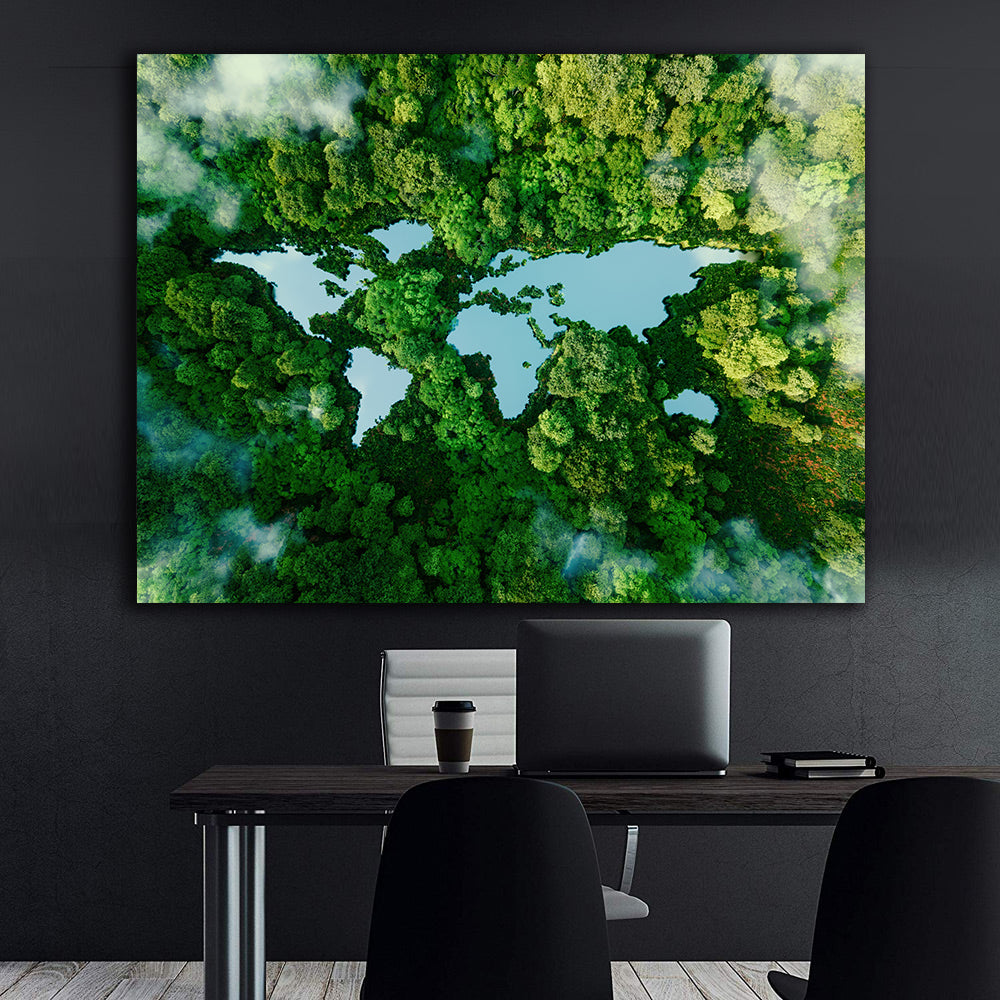 Peinture sur toile - Paysage d'arbres verts