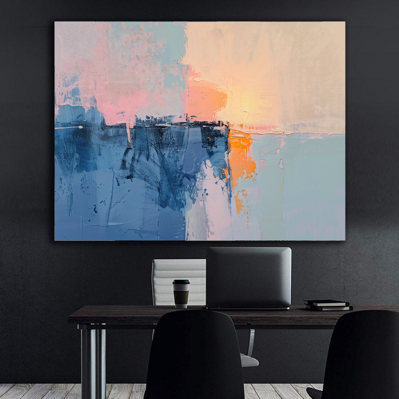 Peinture sur toile - Art abstrait au coucher du soleil