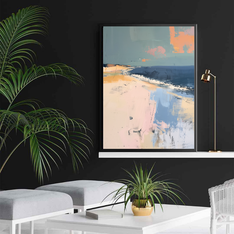 Peinture sur toile - Paysage côtier abstrait