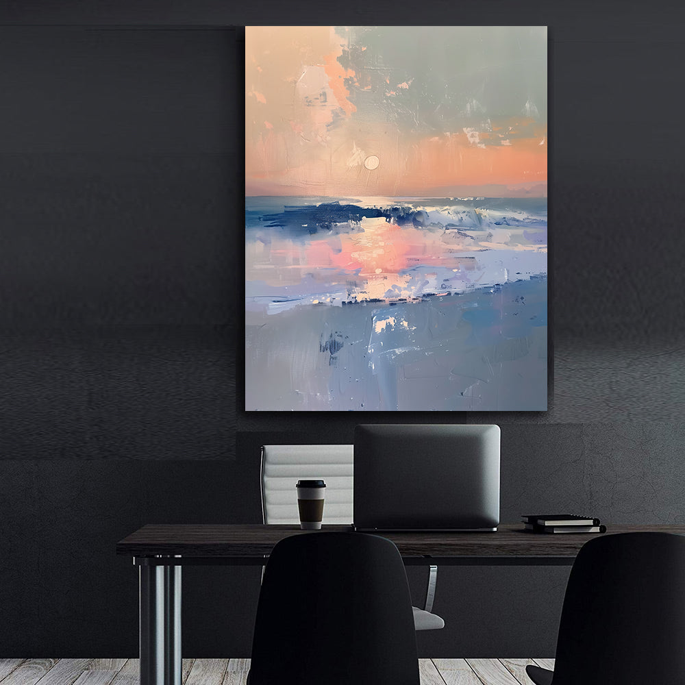 Peinture sur toile - Coucher de soleil en mer