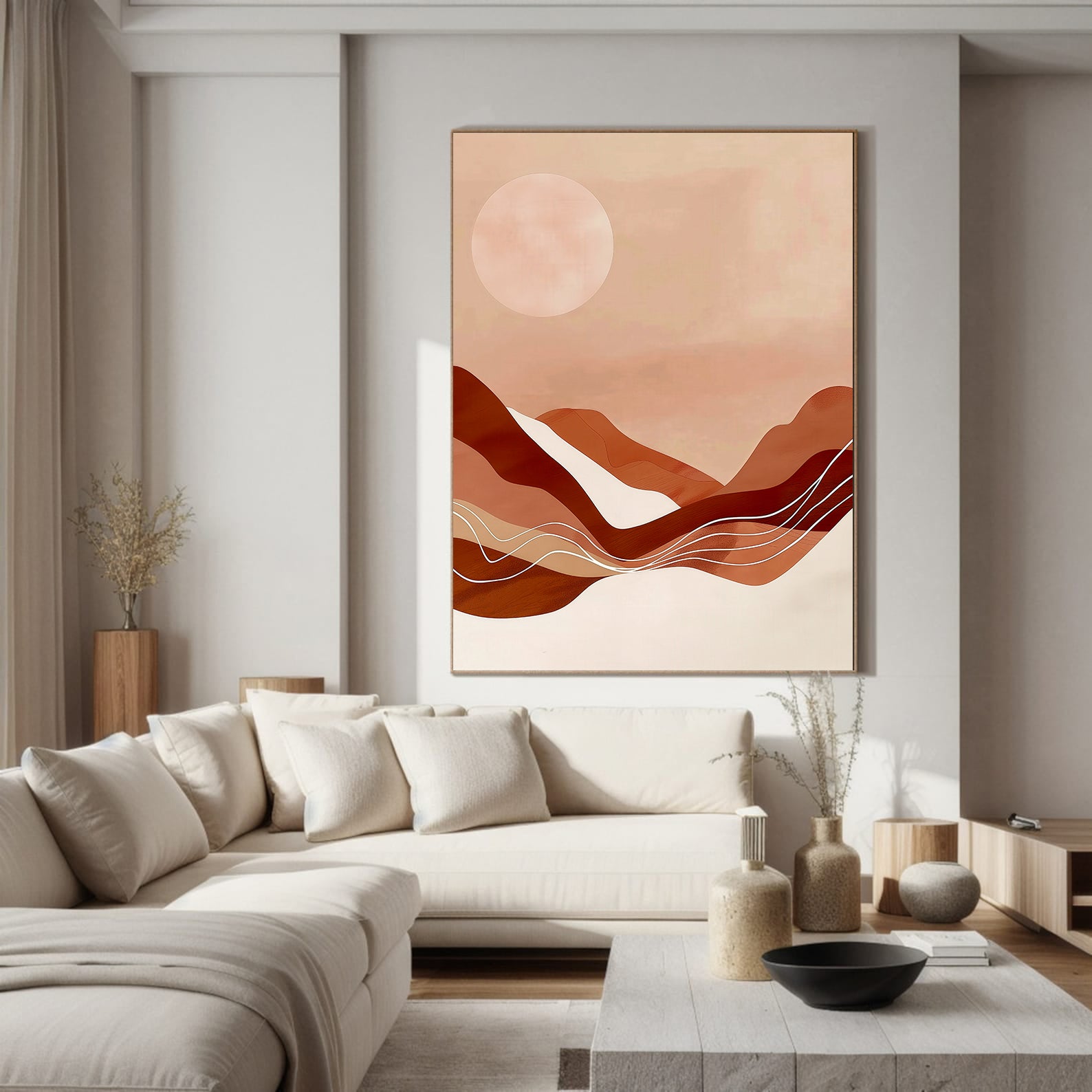 Peinture sur toile - Coucher de soleil abstrait