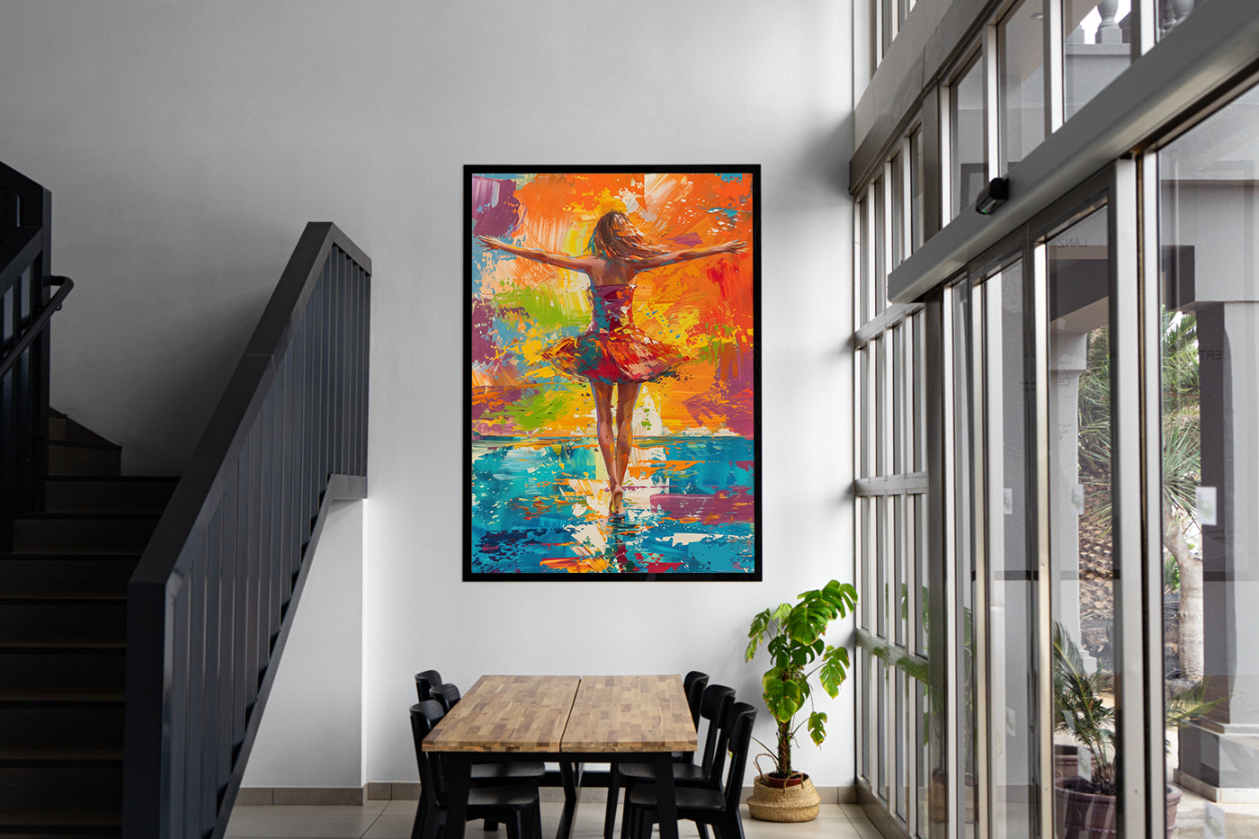 Peinture sur toile - Ballerine colorée