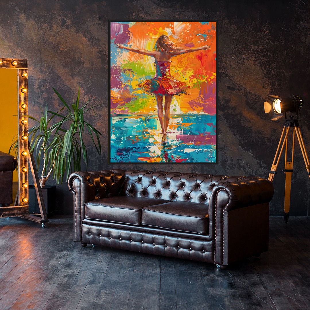 Peinture sur toile - Ballerine colorée