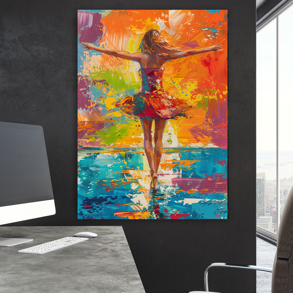 Peinture sur toile - Ballerine colorée