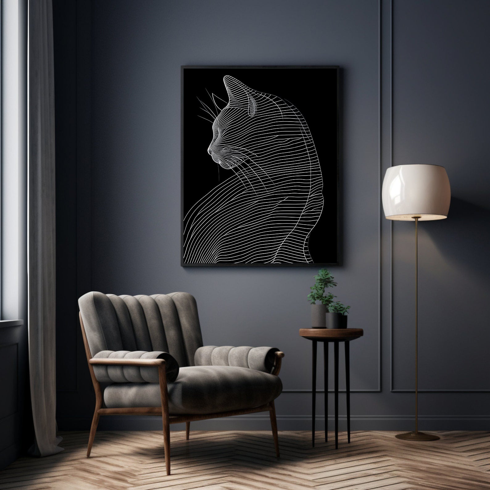 Tablou Canvas - Pisică Alb Negru