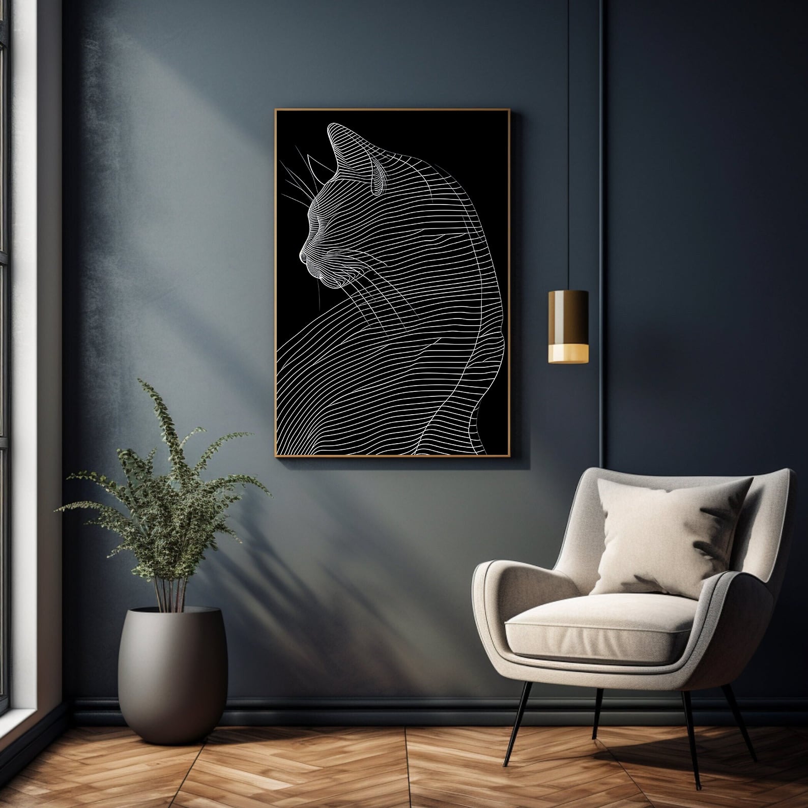 Tablou Canvas - Pisică Alb Negru