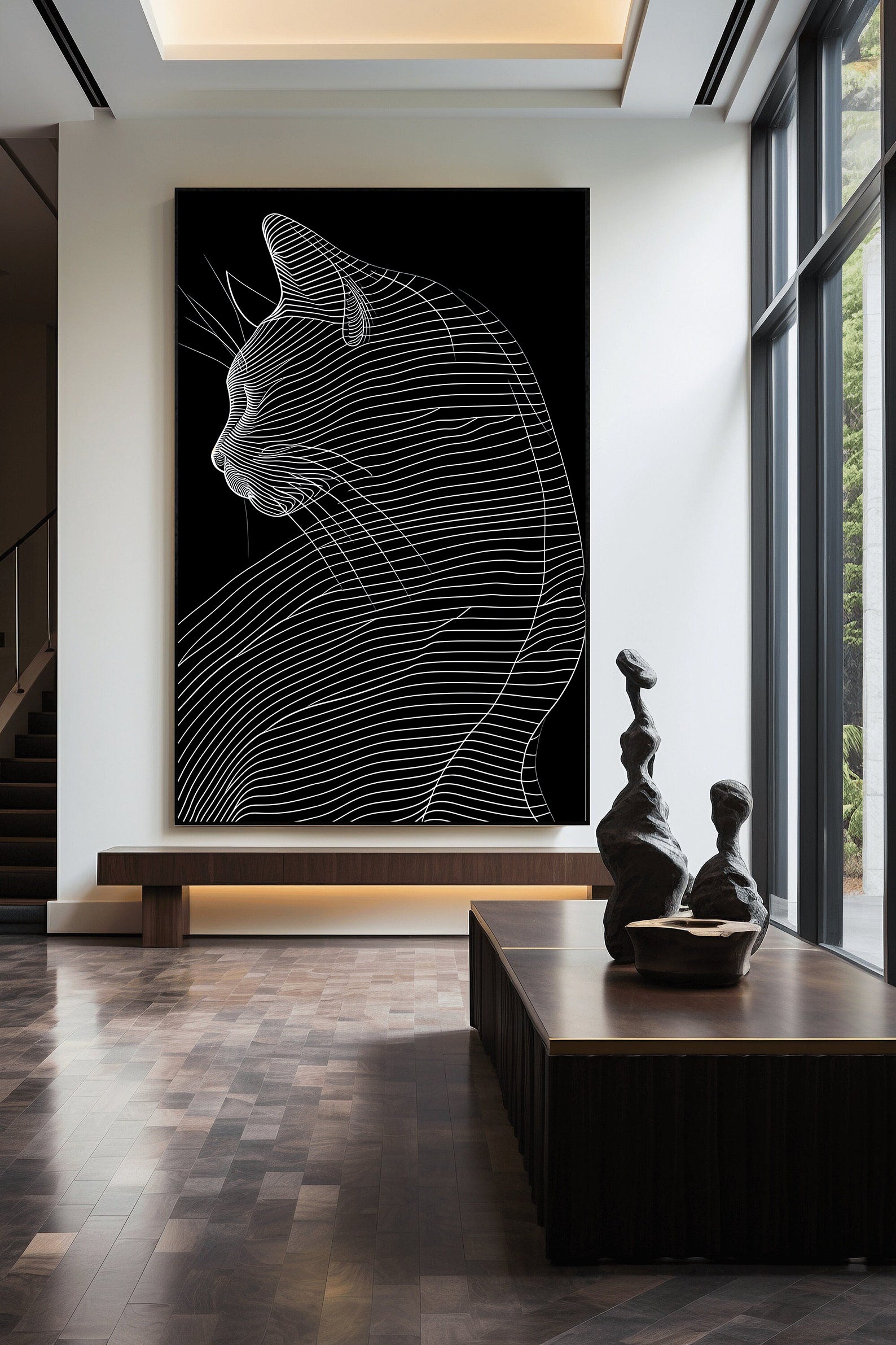 Tablou Canvas - Pisică Alb Negru