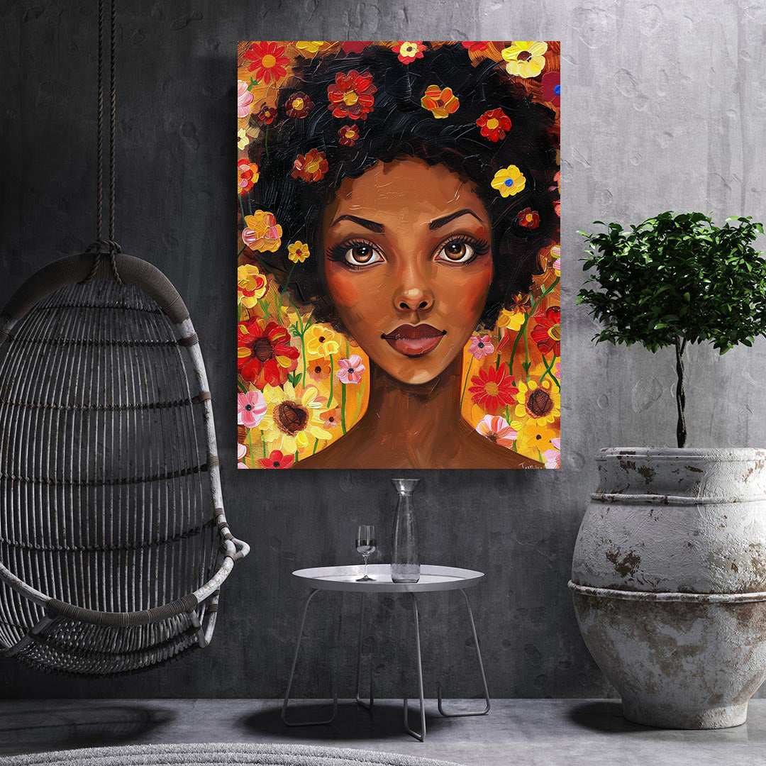 Tablou Canvas - Portret Femeie cu Flori