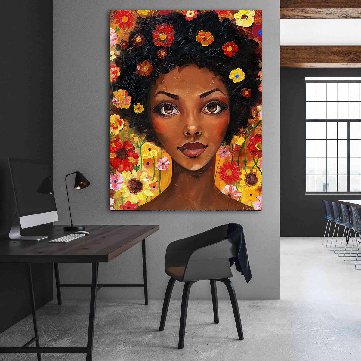 Tablou Canvas - Portret Femeie cu Flori