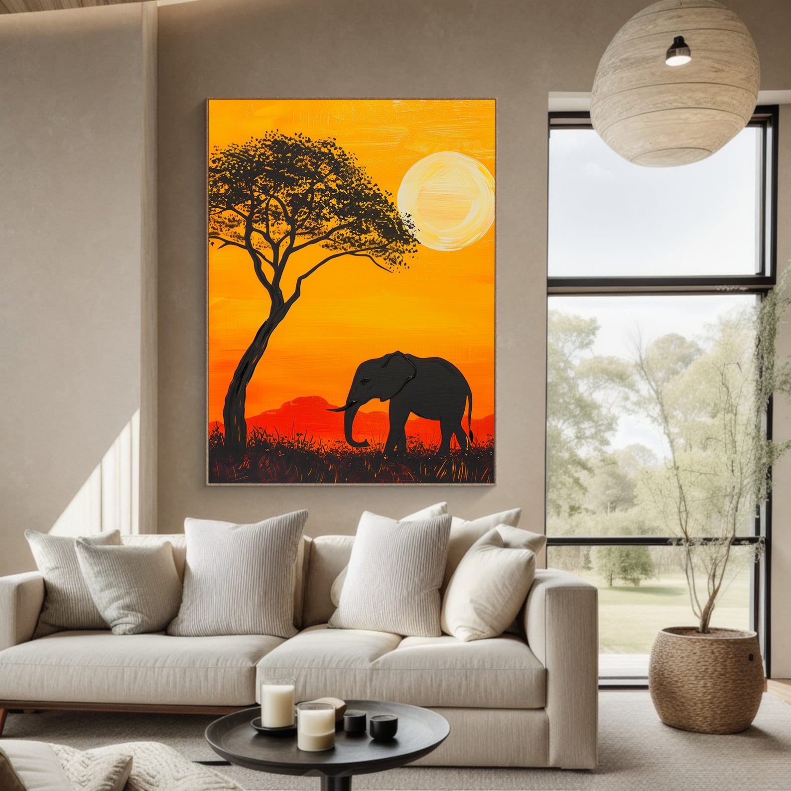 Tablou Canvas - Elefant la Apus