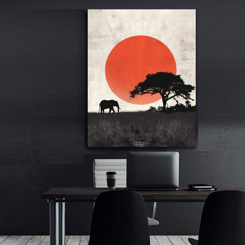 Tablou Canvas - Elefant la Apus