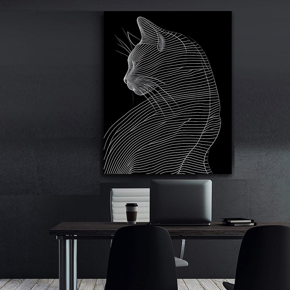 Tablou Canvas - Black and White Cat