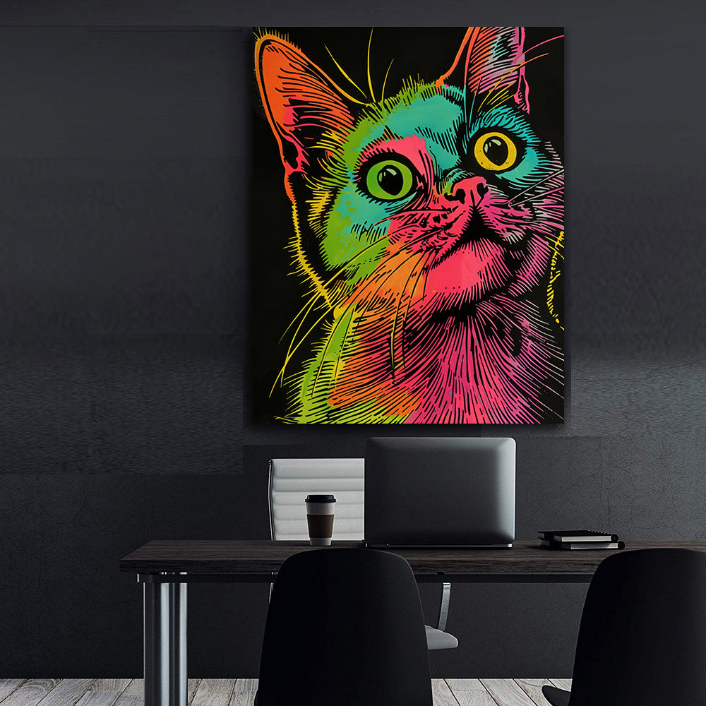 Tablou Canvas - Multicoloured Cat
