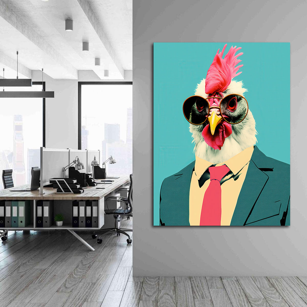 Tablou Canvas - Businessman Rooster