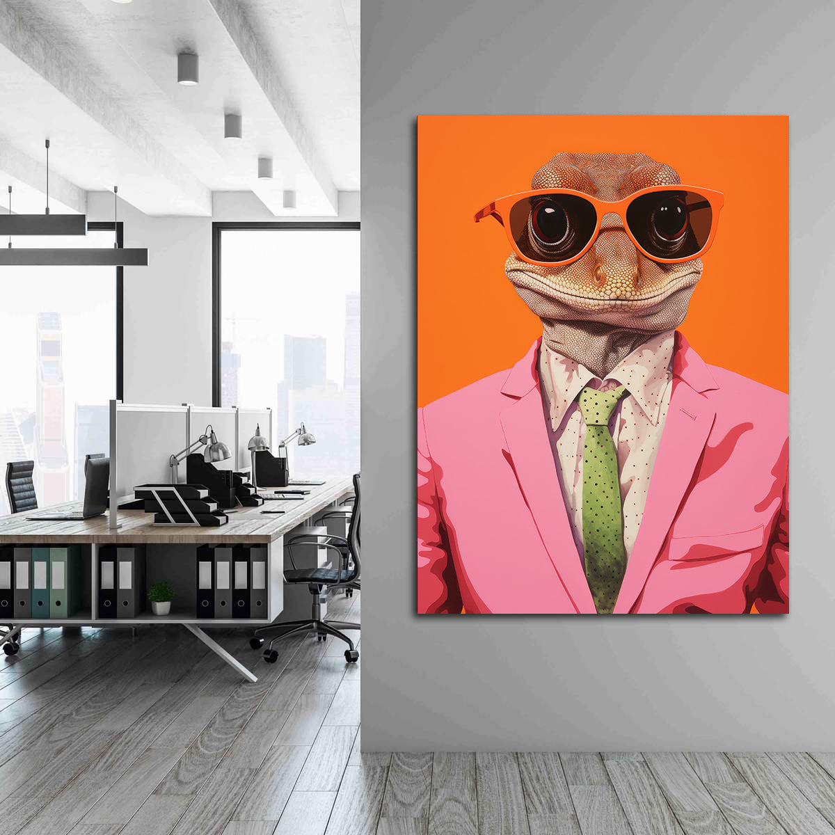 Tablou Canvas - Businessman Lizard
