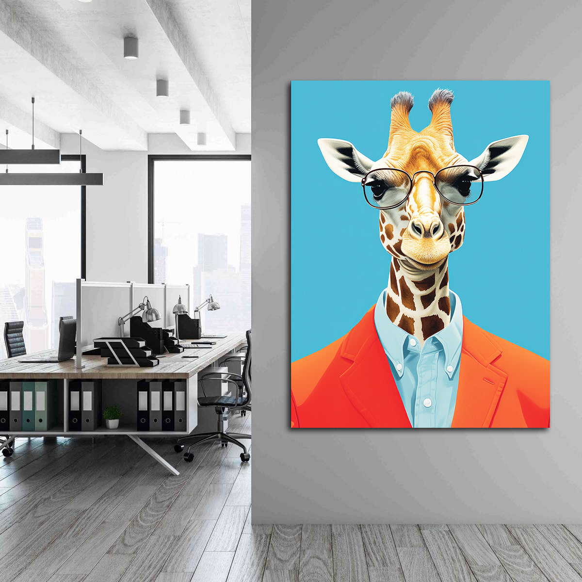 Tablou Canvas - Businessman Giraffe