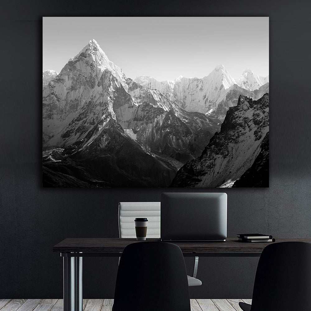 Peinture sur toile - Montagne en noir et blanc