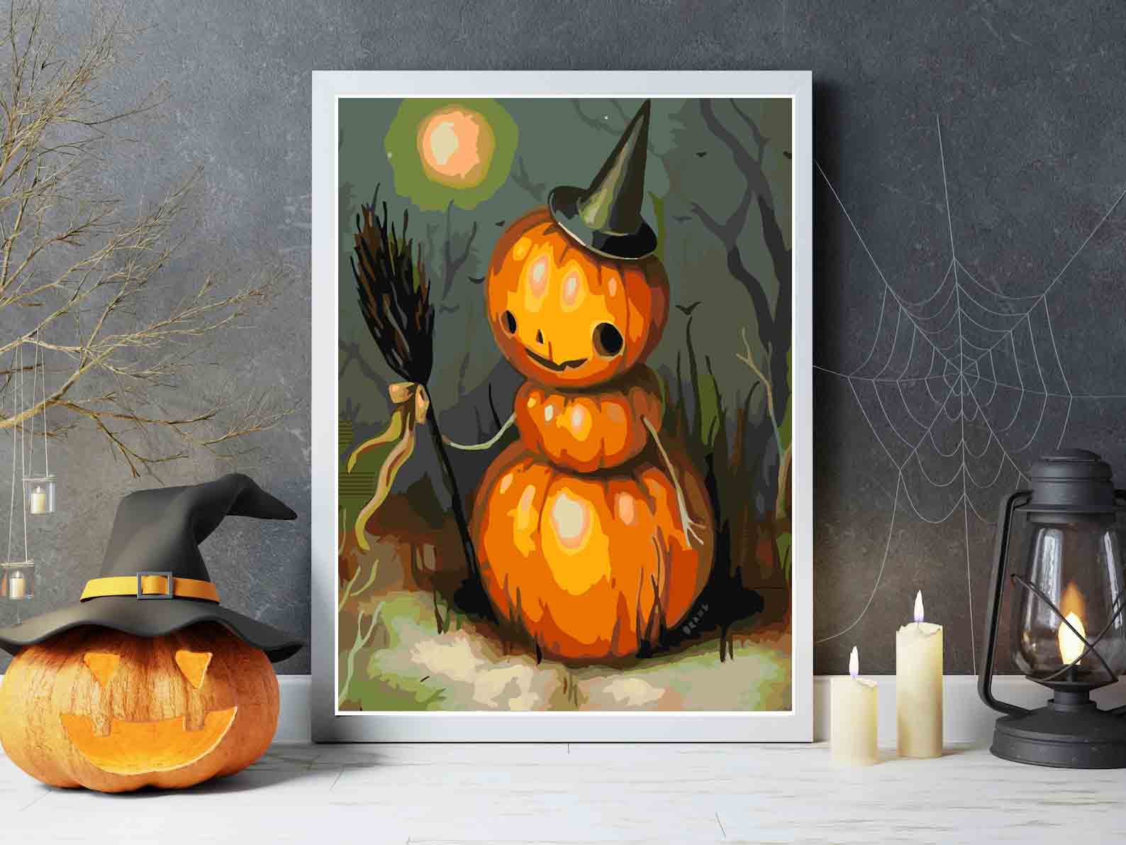 Pictura pe numere - Dovleac de Halloween 3619