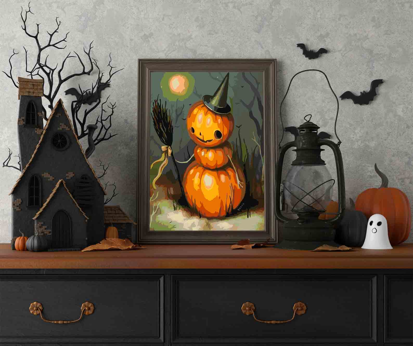 Pictura pe numere - Dovleac de Halloween 3619