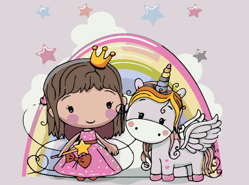 Pictura pe numere - Mica Prințesă cu Unicornul 4132