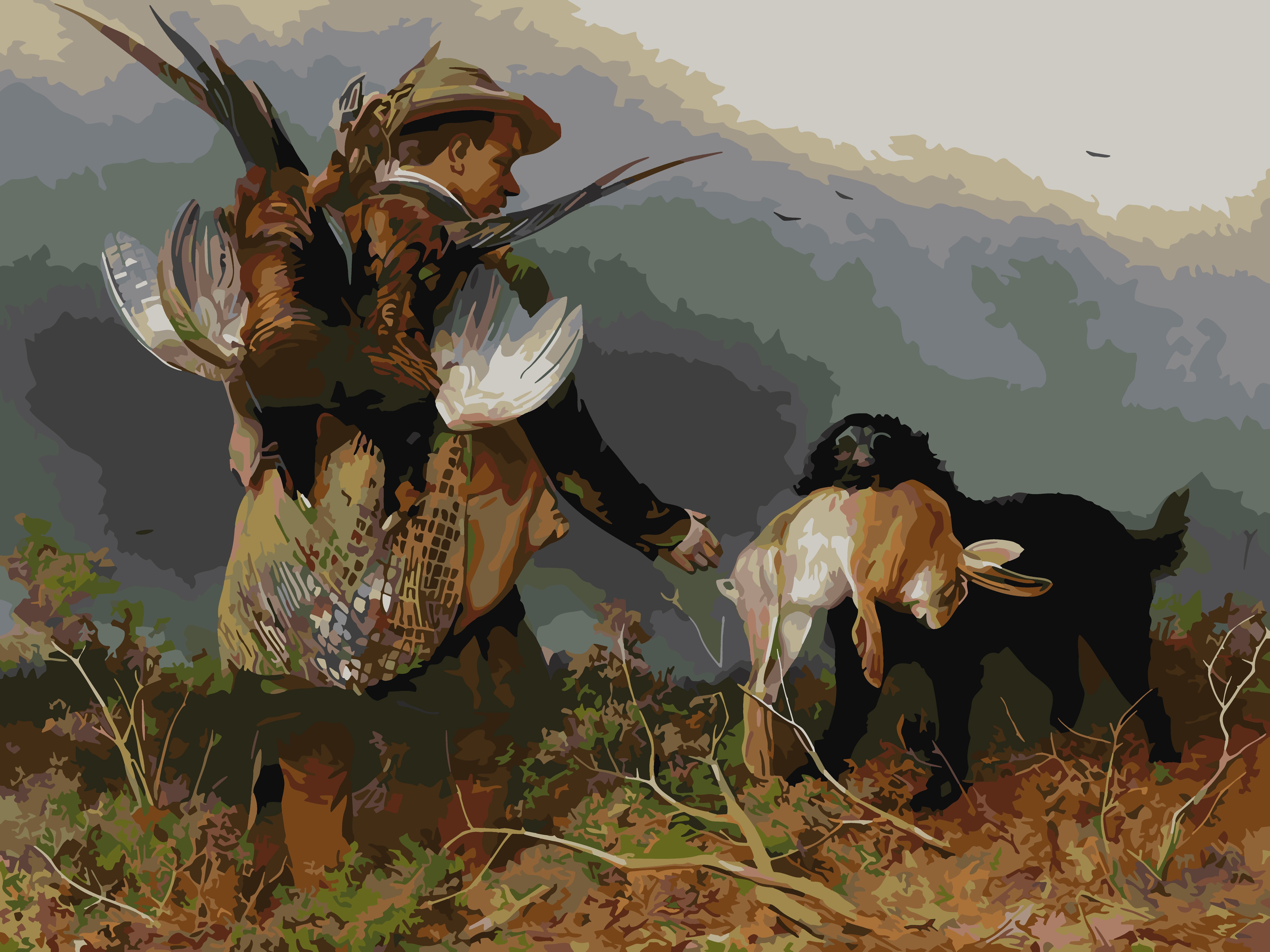 Pictura pe numere - Peisaj Vânătoresc 4151