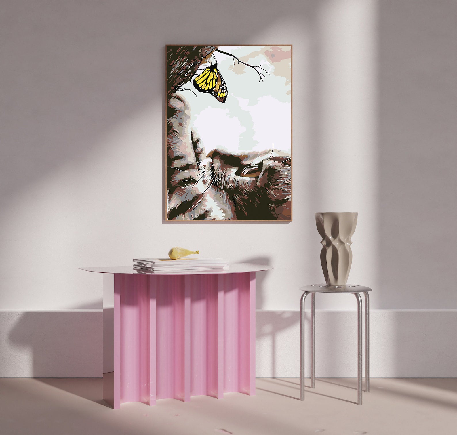 Peinture par numéros - Chat et papillon 4195