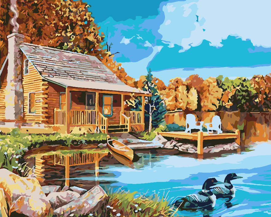 Pictura pe numere - Casă la Lac 4196