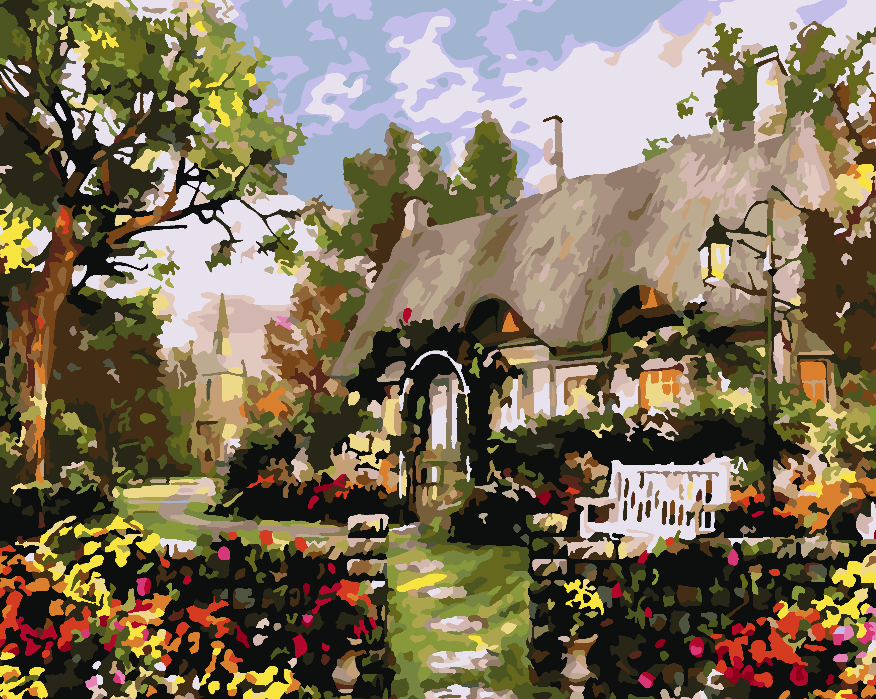 Promotie 40x50 - pictura pe numere - Casă cu Flori 4198