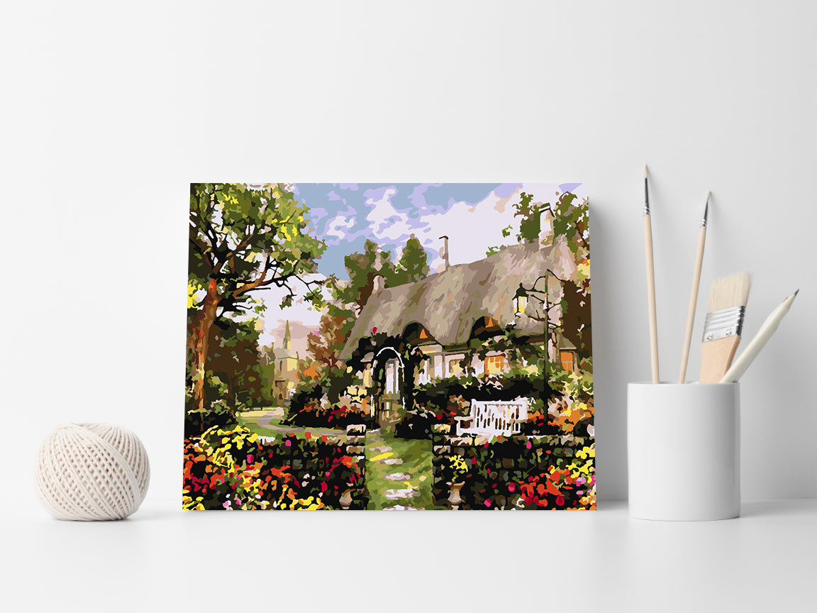 Promotie 40x50 - pictura pe numere - Casă cu Flori 4198